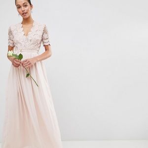 ASOS Club L Short Sleeve Crochet Lace Maxi Dress